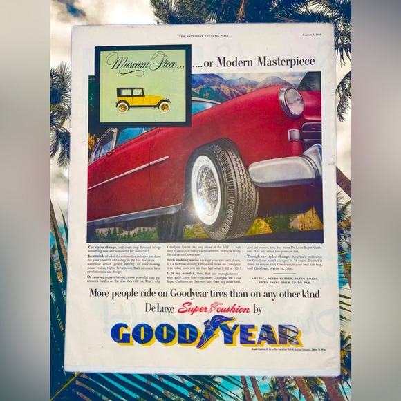 Original Antique 1953 Museum Piece or Modern Masterpiece Goodyear Advertisement - Picture 1 of 1